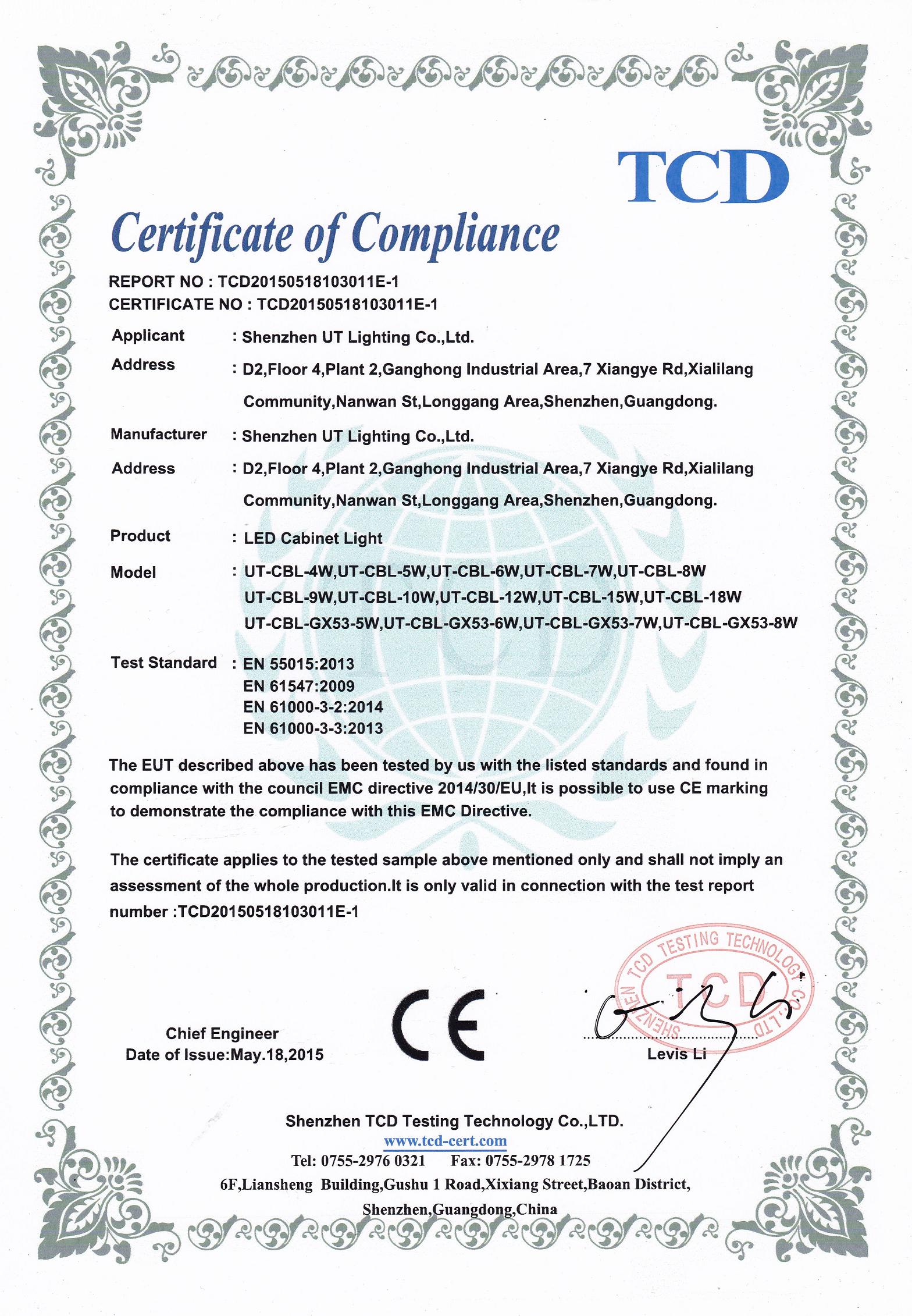 CE - EMC - led cabinet light