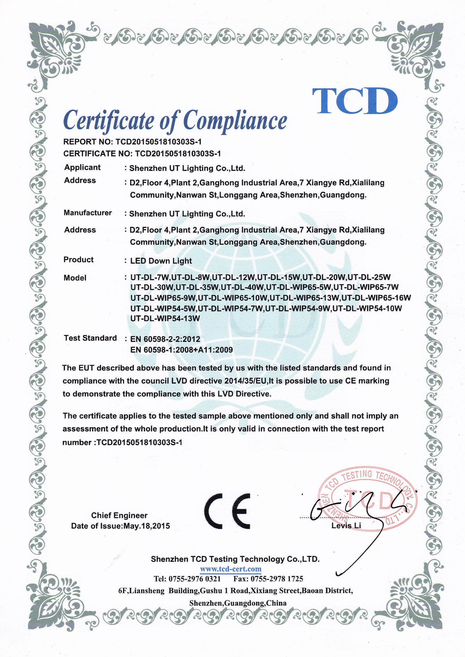 CE - LVD - led down light