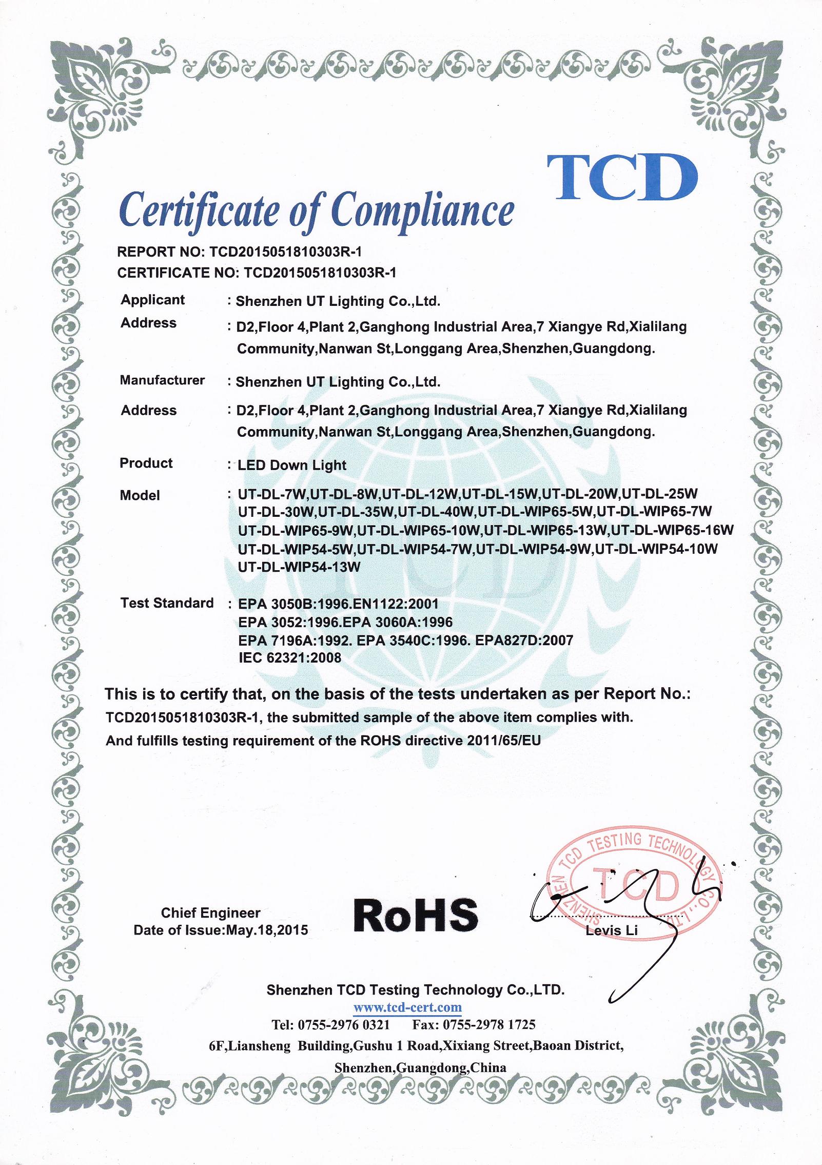 RoHS - led down light