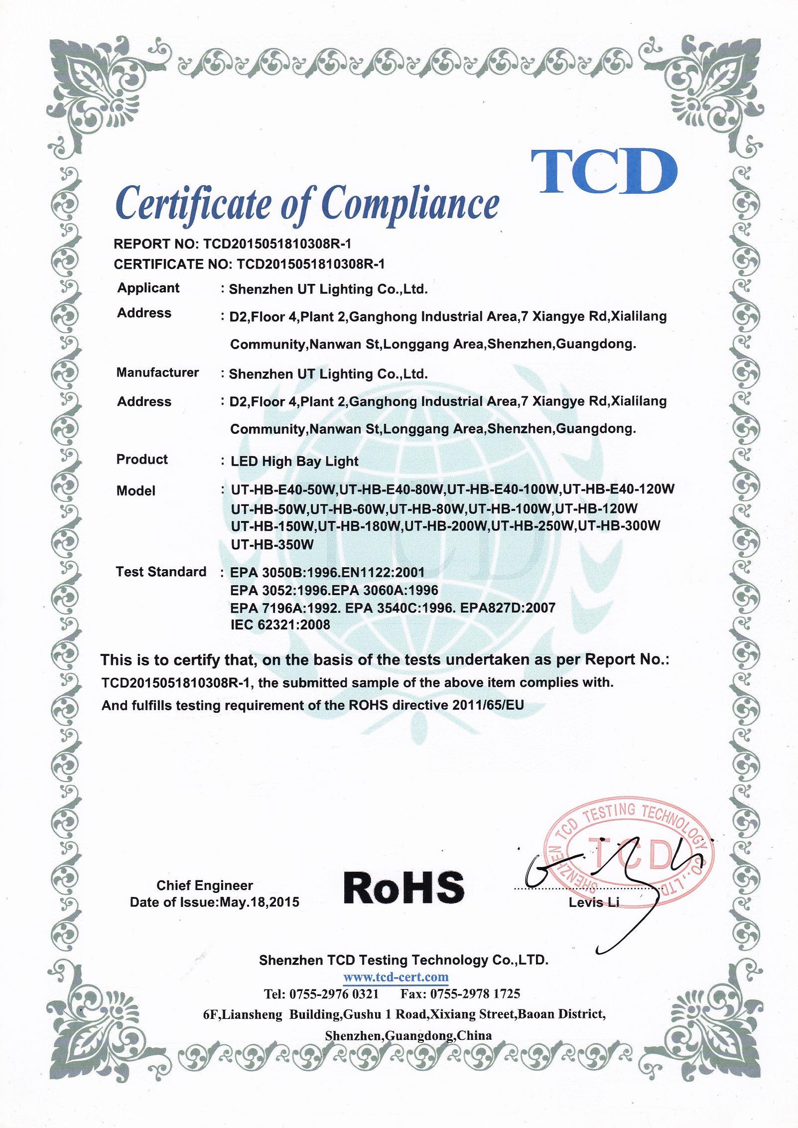 RoHS - led high bay light