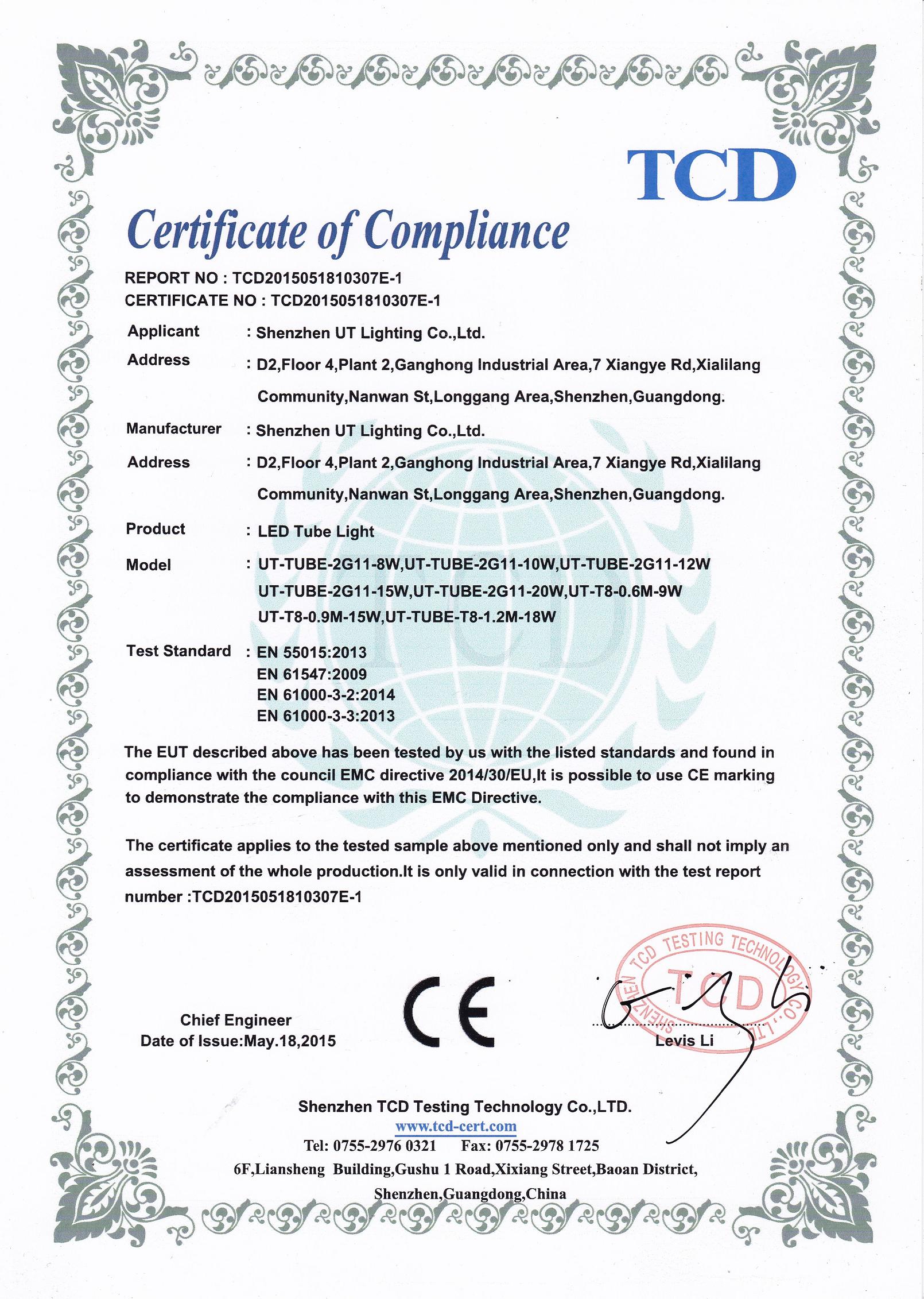 CE - EMC - led tube