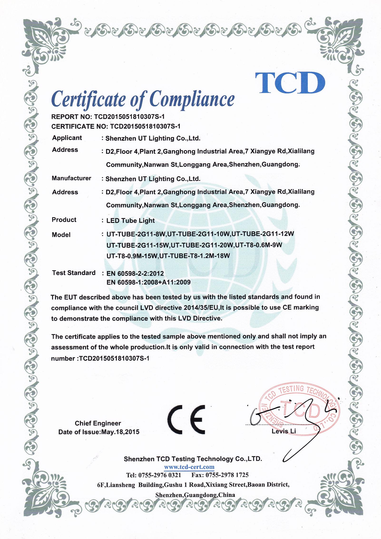 CE - LVD - led tube