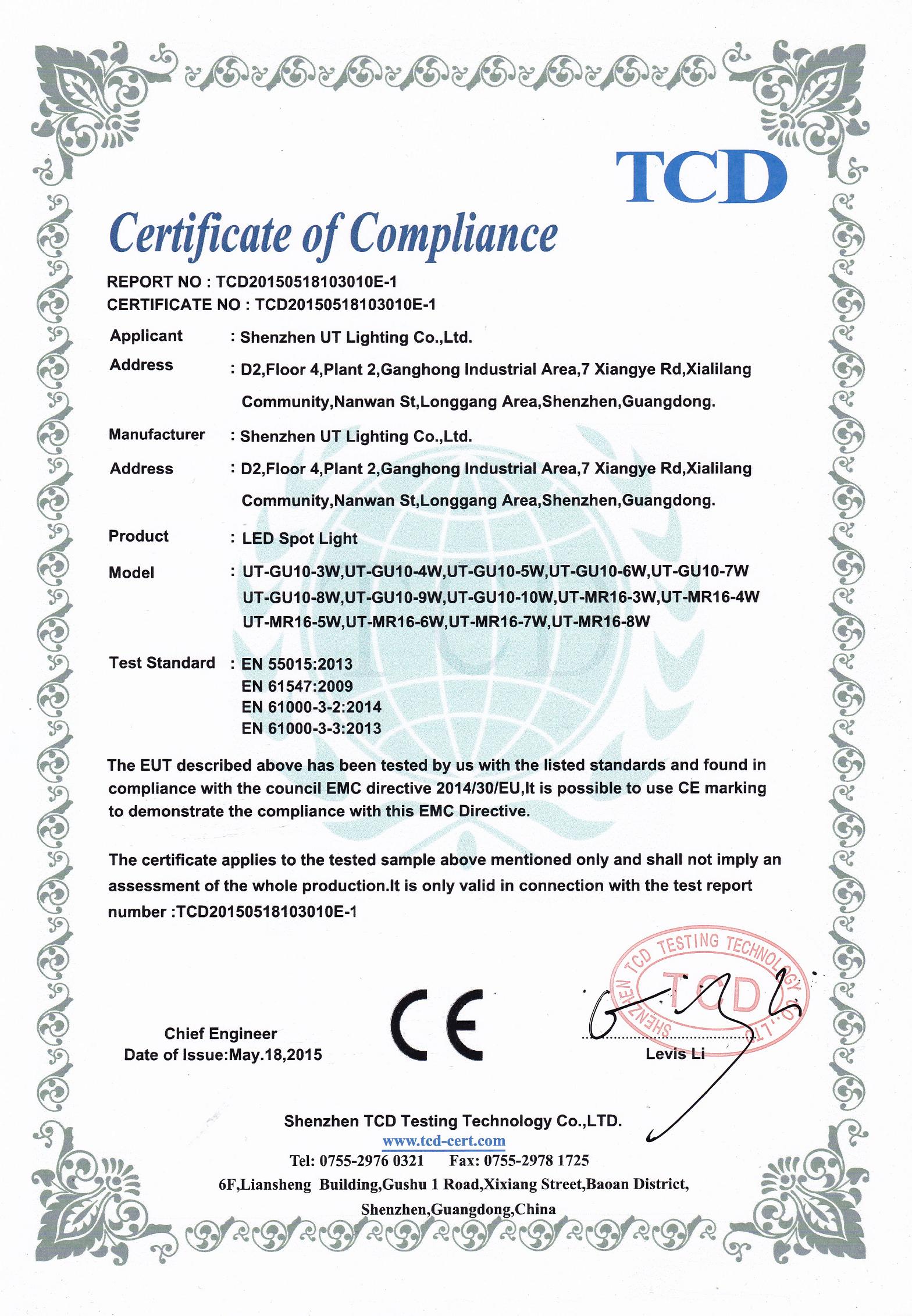 CE - EMC - led spot light